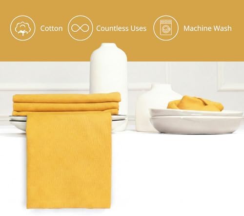 PurpleEssences Cloth Dinner Napkins 18x18 in Set of 12 - Golden Yellow