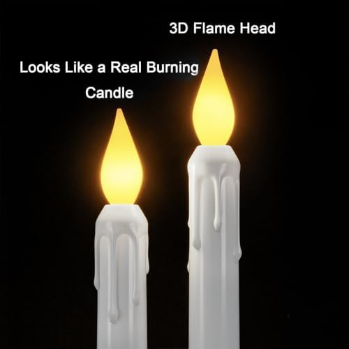 6 Pcs Sensor Dawn to Dusk Window Candles, Flameless Battery Candles for Windows, Led Candlesticks with Gold Holders, Flickering Candle Lights for Xmas Home Decor, Warm Yellow Light