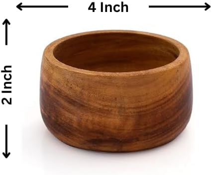 Handmade Decorative Wooden Snack Serving Bowl For Dry Fruits Chips Coffee Table / 4 Inches