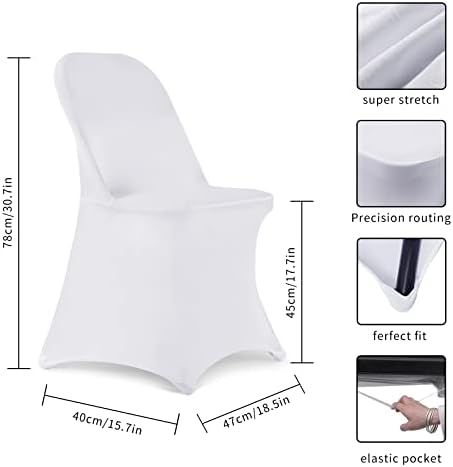 HAINARverS Folding Chair Covers for Wedding, 10PCS White