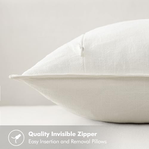 Linen Pillow Covers Decorative Natural Solid Throw Pillow Covers Soft / 18 x 18 / Cream / Set of 4