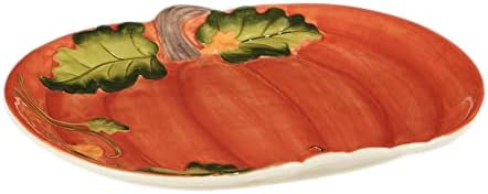 Certified International Harvest Morning Pumpkin Platter, 13.75'' x 11.5'', Multicolor, Large