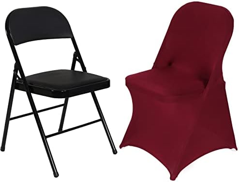 HAINARverS Stretch Spandex Folding Chair Covers, Burgundy, 30 PCS