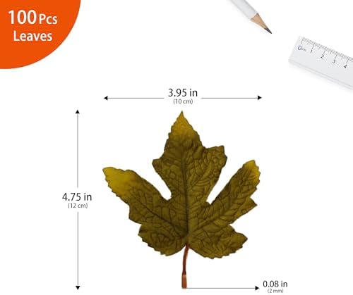 100 Pcs Artificial Maple Leaves Bulk (Medium-Leaf Green)