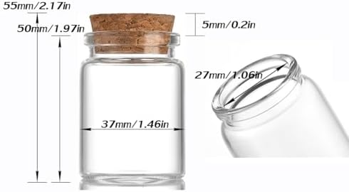 8 pcs 35ml Small Glass Bottles with Cork Stopper Christmas Ornaments,Wishing Bottle 37x50mm(1.46x1.97inch)