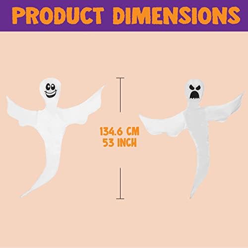 JOYIN 2 Pcs 53" Halloween Decoration Outdoor, Halloween Bendable Hanging Ghost for Lawn, Tree, Pilar Decorations, Tree Wrap Ghost Party Supplies