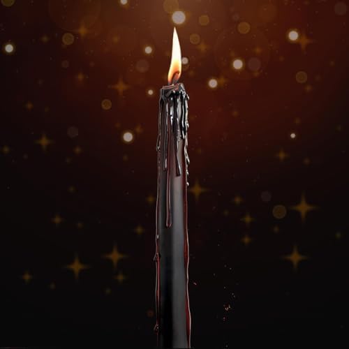 YOROXRG 12PCS 10-Inch Black Bleeding Taper Candles,Vampire Tears Taper Candles- Unscented Ideal for Halloween, Christmas, Rituals, and Themed Party Decor