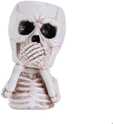 JOYO Halloween Planter Pot Decor - Skeleton Flower Planter Pot,Pumpkin Bucket Vase,Cute Skull Bucket Vase,Skull Candy Bowl Gothic Ornaments for Home Indoor Outdoor Garden (3PC Cute Skull)