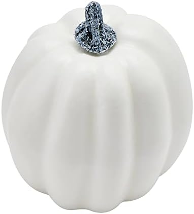 7Pcs Artificial Pumpkins of all Styles Halloween Decoration Rural Style Farmhouse Foam Pumpkin Harvest Season Thanksgiving Day is Suitable for Table top House Dining Table Party Decoration (White)