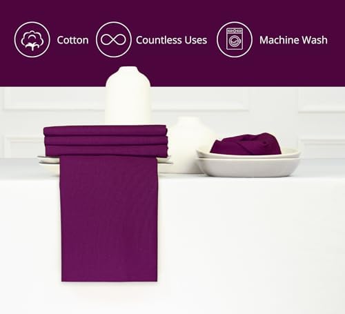 PurpleEssences Cloth Dinner Napkins 18x18 in Set of 12 - Purple