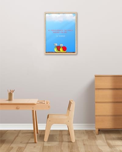 KensTro 12x16 Oak Framed Spurgeon Perseverance Snail Wall Art