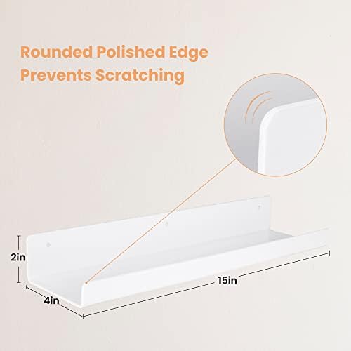 upsimples 2 Pcs 15" Acrylic Shelves for Wall Organize and Display, White