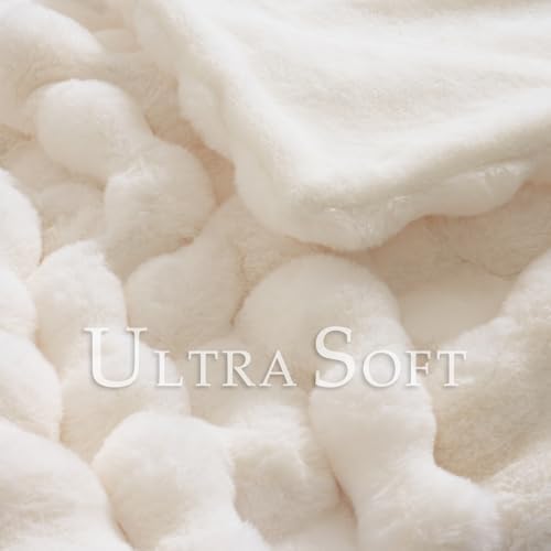 BENVWE Faux Fur Throw Blanket for Couch Bed - Fluffy Soft Thick Bubble Blanket for Living Room Home Decor - Mothers Day