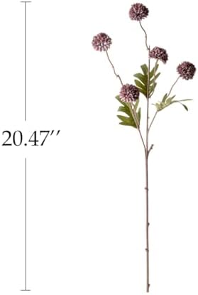 Laelfe Artificial Kiku Flower - 5 Pcs Fake Pompon Mums Silk Small Chrysanthemum Faux Ball Fall Flower Stem Decor for Autumn Wedding Filler DIY Bouquet Centerpieces Arrangements Shower (Grey Purple)