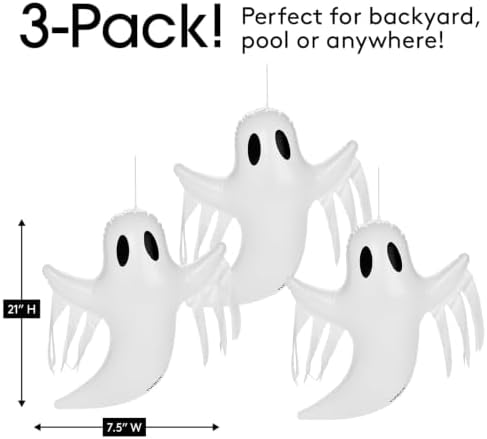 FUNBOY Hanging Ghost Halloween Decorations, Outdoor Décor, 3 Pack