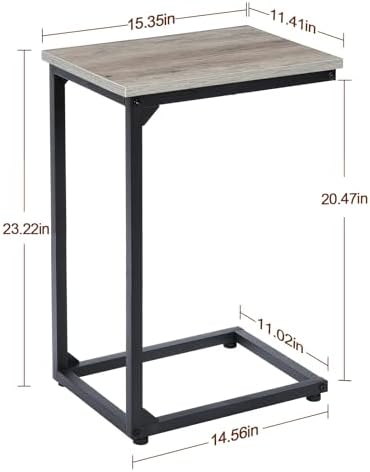 AMHANCIBLE C Shaped End Table, Slide Under Couch Table for Sofa
