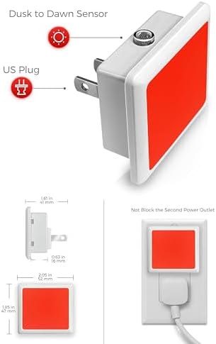 L LOHAS LED Red Night Lights Plug into Wall 2-Pack, Plug in Night Light