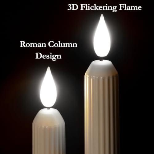Homemory 6 Pcs Window Candles with Sensor Dusk to Dawn, White Light Electric Window Candle, Christmas Fake Candles Battery Operated, Led Candlesticks with Black Holders for Xmas Holiday Decor