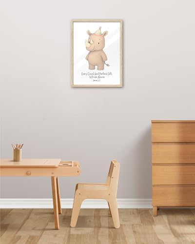 KensTro 12x16 Oak Framed James 1:17 Scripture Wall Art