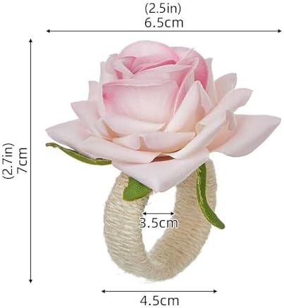 Flower Napkin Rings Set of 6 Floral Napkin Rings Rose Napkin Holder Handcraft Flower Napkin Ring Dinner Table Decoration for Wedding Banquet Birthday Party Christmas