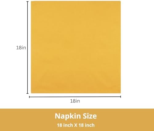 PurpleEssences Cloth Dinner Napkins 18x18 in Set of 12 - Golden Yellow