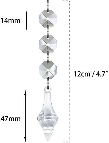Jishi 30pk Crystal Finial Ornaments for Christmas Tree Decorations, Shatterproof Acrylic Hanging Crystals, Clear Plastic Finial Drop Christmas Ornaments for Centerpiece Chandelier Decor Party Supplies