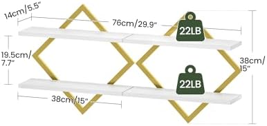 CHOEZON Floating Shelves for Wall, Set of 2 Wall Mounted Shelves, 2-Tier Hanging Shelves, for Living Room, Bedroom