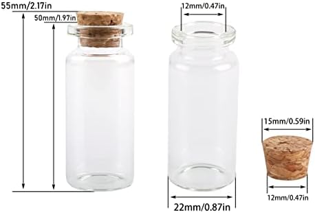 MaxMau 24PCS 10ml Glass Bottles Mini Vials with Cork Stoppers for DIY Decor