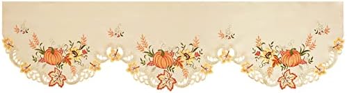 Simhomsen Embroidered Pumpkins Mantel Shelf Top Scarf Runner for Thanksgiving (86 × 17 inches)