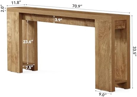 LITTLE TREE 70.9-Inch Long Console Table, Narrow Sofa Table Behind the Couch, Farmhouse Console Table for Living Room