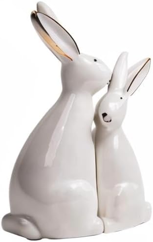Rabbit Statue Bunny Figurine Modern Animal Sculpture Home Decor Gift / 7.6 Inch / Set of 2