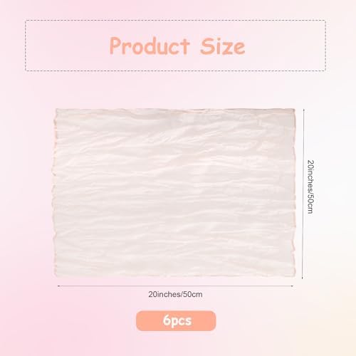 Nydotd 6pcs Cheesecloth Napkins 20 x 20 Inch Boho Dinner Napkins Wrinkled Rustic Linen Table Decorative Cloth Napkins for Wedding Party Baby Shower Family Everyday Use Easter (Dusty Pink)