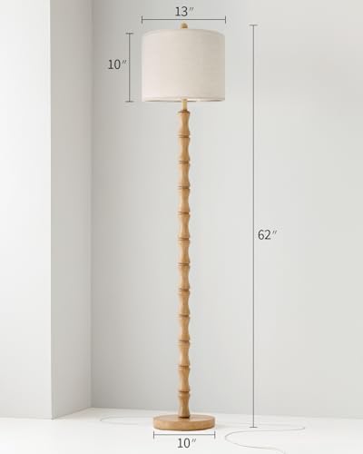 BOBOMOMO 62" Farmhouse Floor Lamp for Living Room, Retro Corner Floor Lamp Rotary Switch, Rustic Standing Lamp for