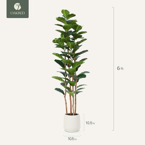 6FT Artificial Fiddle Leaf Fig Tree with White Planter for Home Decor