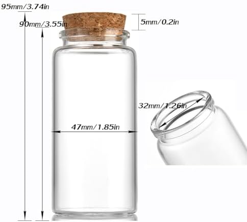 4 pcs 120ml Small Glass Bottles with Cork Stopper,Graduation Gifts,Decorative Bottle,Vials Jars,Cute Storage Jar,Wishing Bottle 47x90mm(1.85x3.55inch)