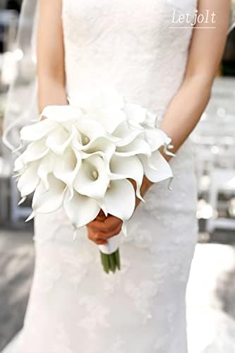 Letjolt White Artificial Calla Lily 12Pcs Realistic Flowers Bouquet