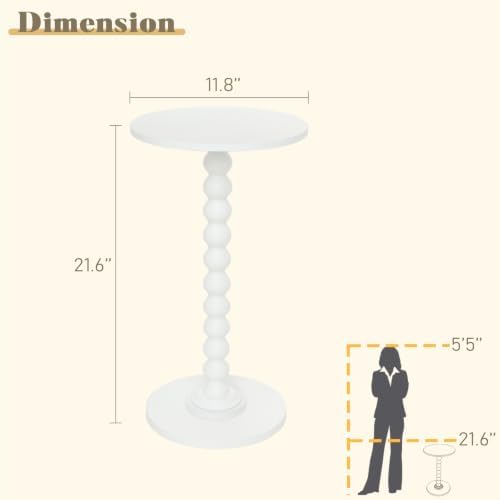 Fultyle Round Side Table, Small Drink Table for Small Spaces, Modern Accent End Table Nightstand with Solid Wood Leg