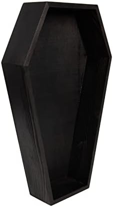 Creative Hobbies Black Painted Wood Coffin Tray - 13.5 Inch Coffin Shaped Serving Tray Box, Great for Candy, Keys, Candles - Perfect Halloween Décor | 13.5" x 8.5"