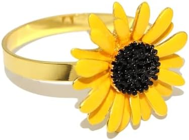 Napkin Rings Set of 6 Sunflower Metal Napkin Rings Holder Fall Napkin Rings for Dinner Wedding Holiday Christmas Thanksgiving,Party Banquet Buffet Table Setting (Sunflower)