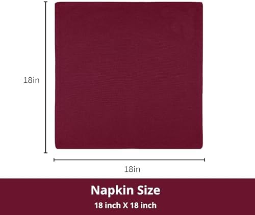 PurpleEssences Cloth Dinner Napkins 18x18 in Set of 12 - Burgundy
