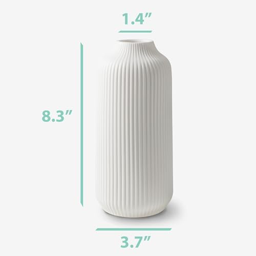 Ceramic Vase in Nordic Style / White / Single Medium / 8 Inch