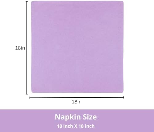 PurpleEssences Cloth Dinner Napkins 18x18 in Set of 12 - Lavender