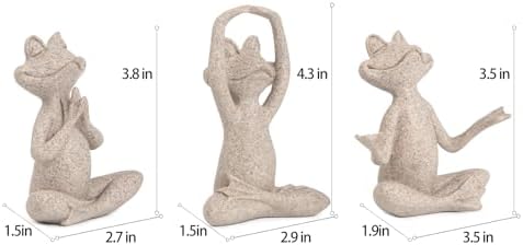 Suoedd Frog Yoga Figurines 3 Pcs,Modern Decor for Shelf,Desk,Office