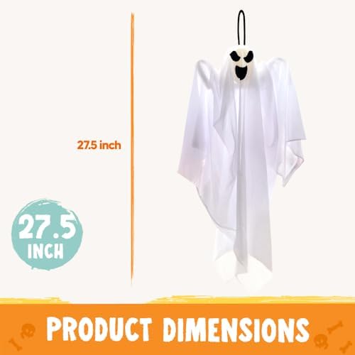 JOYIN 2 PCS 27.5" Halloween Decorations Hanging Ghosts Outdoor, Halloween Flying Ghosts Decor for Tree Front Yard Patio Lawn Garden Party Supplies and Holiday Decorations