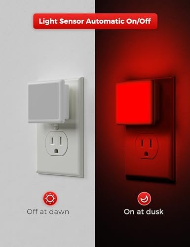 L LOHAS LED Red Night Lights Plug into Wall 2-Pack, Plug in Night Light
