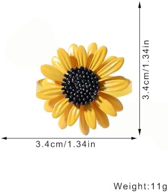 Napkin Rings Set of 6 Sunflower Metal Napkin Rings Holder Fall Napkin Rings for Dinner Wedding Holiday Christmas Thanksgiving,Party Banquet Buffet Table Setting (Sunflower)