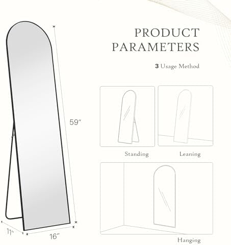 DUMOS Arched Mirror Full Length Floor, 59x16 Inch Full Body Standing Mirror