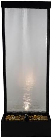 Alpine Corporation MLT170L 72" Waterfall Fountain with LED Light Cascading Textured Glass & Aluminum Floor Design