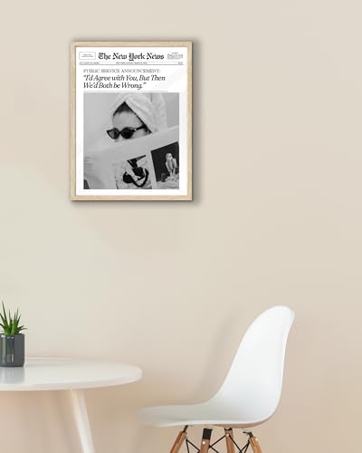 EcoHest 12x16 in Cool Girl Newspaper Framed Wall Art for Bedroom