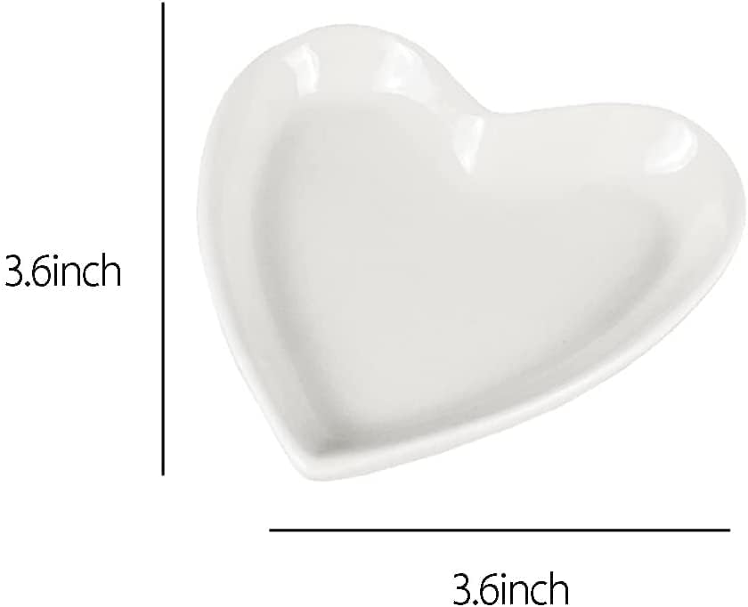 Ceramic Heart Shape Jewelry Trays Jewelry Dishes Ring Holders Storage / White / Set of 6